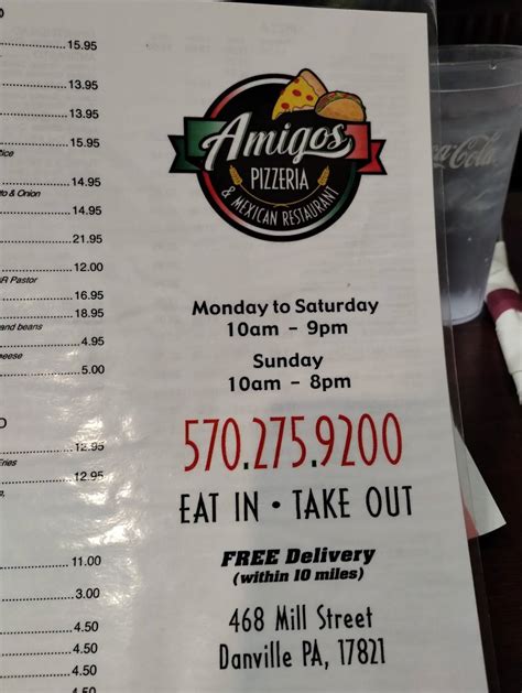 amigos pizzeria and mexican restaurant menu|amigos pizza danville pa menu.